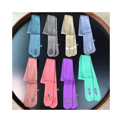 90*5cm New Hipster Insect Pattern Small Silk Scarf Neckerchief Tie Bag Handle Silk Scarf Small Ribbon Scarf