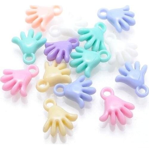Ice Cream Color Baby Hand Charm Pemdant Acrylic Loose Beads DIY Kids Jewelry Making Accessories 100pcs IC-39