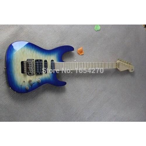 Free shipping Wholesale High Quality white blue jackson guitar gold hardware with tremolo system Electric Guitar 150903