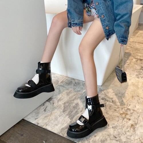 Retro Lolita Shoes Harajuku Shoes Casual Creepers Punk High Top Shoes Ladies Wedges Platform Boots Gothic Boots Bottines Femme