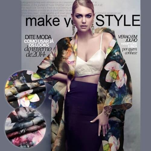 CNUM SO061 100% Natural Silk Organza/ Water Lily Series/Silk Fabric Printed /Width 1.48yd Thickness 14mm/ Unit: Meter