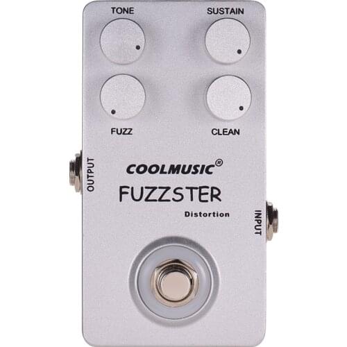 COOLMUSIC C-FC1 Fuzzster Distortion Guitar Effect Pedal Bass Fuzz Pedal Guitar Pedal for Guitars Alluminum Alloy Shell Silver