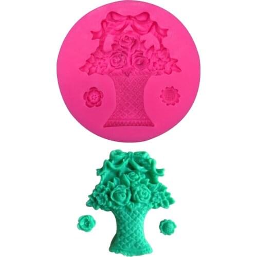 Flower Baskets Silicone Mold Chocolate Fondant Cake Decoration Baking DIY Tools E565