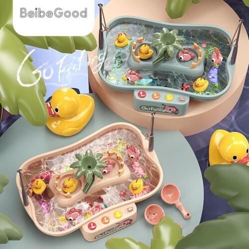 Childrens Magnetic Fishing Toy Music Electric Circulation Fishing Duck Fishing Platform Water Play Game Toys for Kids toys