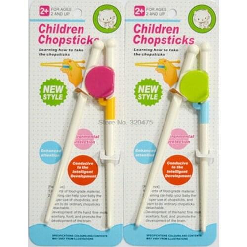 By dhl 500pair Baby Training Chopsticks Plastic Baby Exercise Training Chopsticks Cartoon Children Learning Chopsticks tool