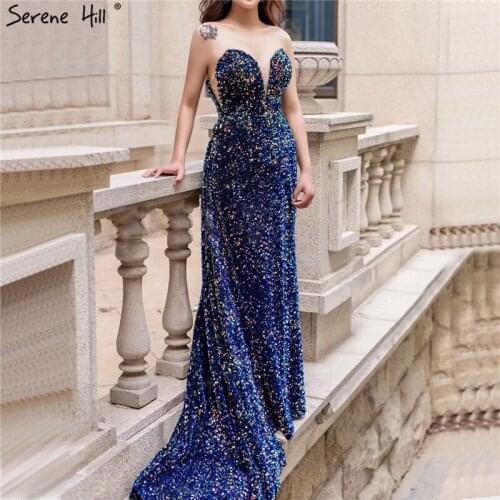 Dubai Luxury Sequins Sparkle Sexy Prom Dresses 2019 Sweetheart A-Line With Train Prom Gowns Serene Hill DLA70273