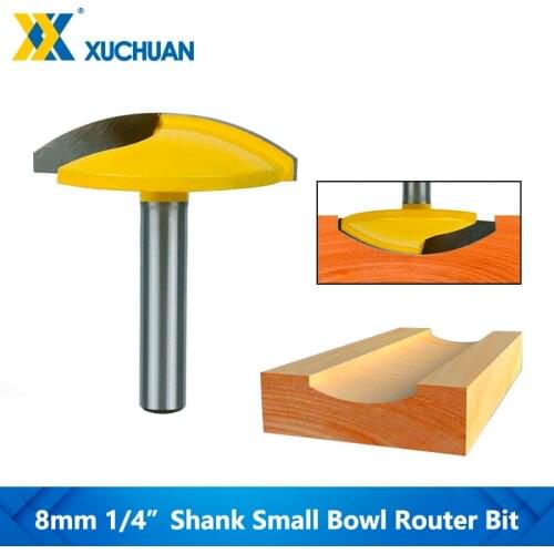 Small Bowl Router Bit Cleaning Bottom Router Bit 8mm 1/4" Shank Woodworking Engraving Tools Tungsten Router Bit Wood Mill Cutter