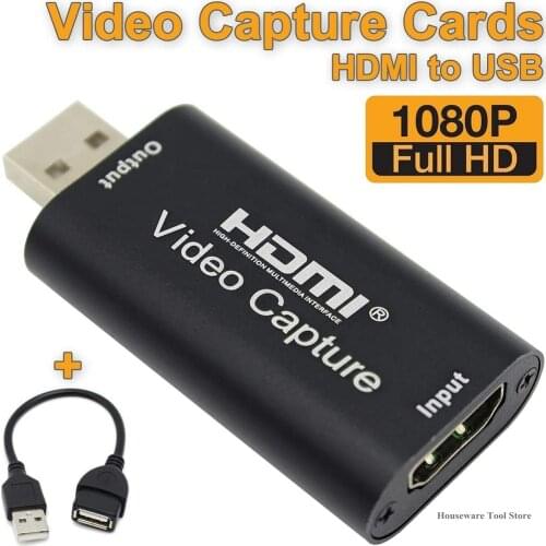 Audio Video Capture Card HDMI to USB 1080p USB2.0 Record via DSLR Camcorder Action Cam for High Definition Acquisition Smart New
