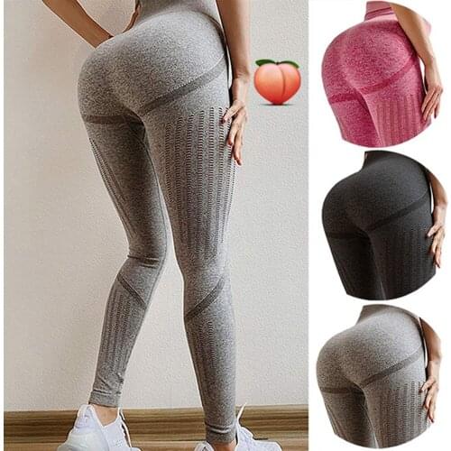 KIWI RATA Sports Leggings Women Seamless Tummy Control Yoga Pants Stretchy High Waist Tights Pants Push Up Running Leggings