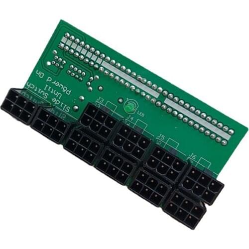 Breakout Board 1600W for Ethereum ETH ZEC Mining Server Power Supply Adapter GPU PSU 10x6Pin Hub for BTC Mining