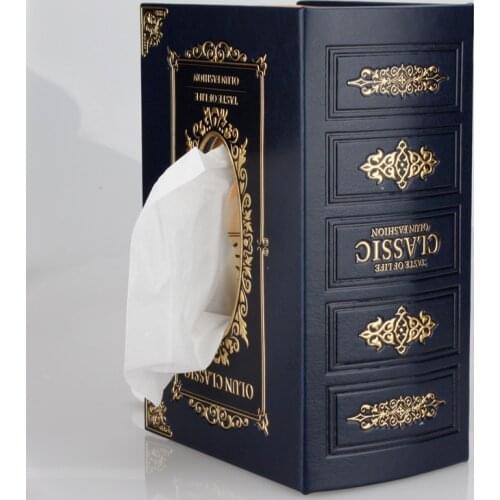 Creative drawer living room car leather household tissue box American rural retro book storage paper crafts art wet wipes box