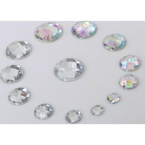 8 10 12 14 16 18 20mm Round Crystal Flatback Acrylic Beads Loose Beads For DIY Jewelry Making Needlework Accessories