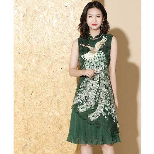 Summer dress qipao modern Luxury Party gown Oriental elegant Robes Womens Cheongsam ethnic Chinese Style costume