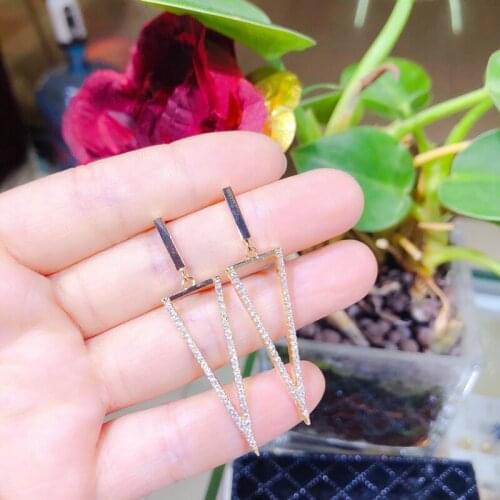 Set 3A Zircon Earrings For Women Korean Style Copper Alloy S925 Silver Needle Creative Triangle Geometric K Pop Accessories