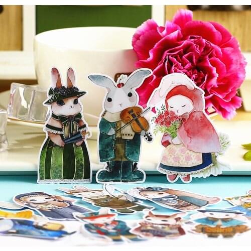 14/16pcs Creative cute kawaii self-made Victoria rabbit animal scrapbooking stickers /decorative sticker /DIY craft photo albums