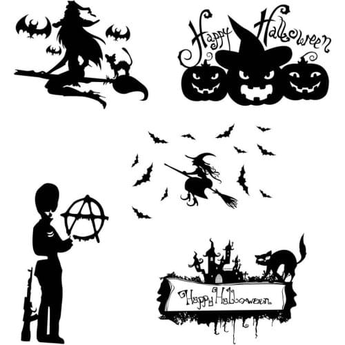 Halloween Window Stickers Decals Halloween Witch Pumpkin Glass Clings Home Car Window Stickers Party Decorative Props Decals