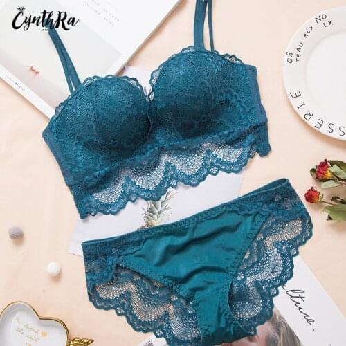 Underwear Sexy Women Set Wire Free Push Up Bras Lace Breathable Soild Bra and Panty Femme Adjust Lingerie Set Free Shipping