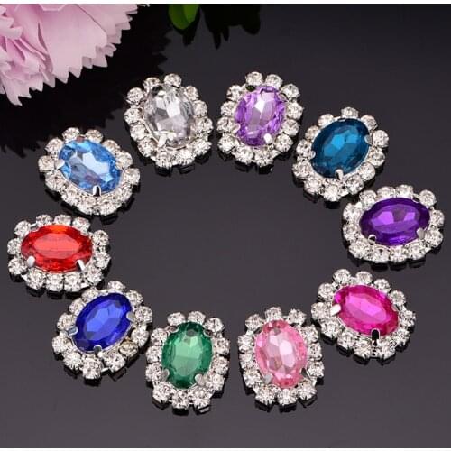 New Arrival Acrylic Rhinestone Embellishment Used On Shoe Decoration Flat Back 20MM 5PCS/Lot Silver Color Mixed Design KD289