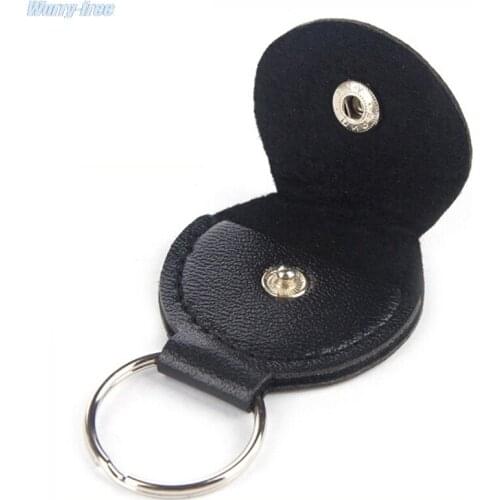 Top Quality Guitar Pick Holder Genuine Leather Guitarra Plectrum Case Bag Keychain Shape Guitar Accessories