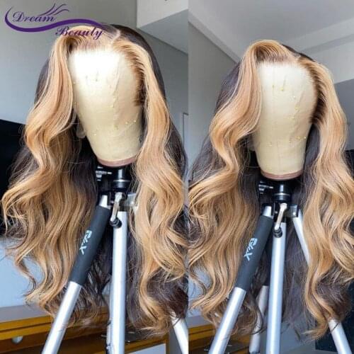 Ombre Blonde Human Hair Wigs Lace Frontal Wigs For Women Human Hair Wave Brazilian Remy Wigs Dream Beauty
