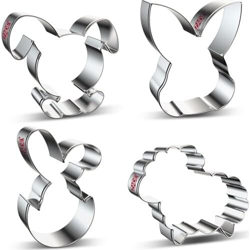 ZADE Easter Bunny Cookie Cutter for Biscuit Baking Rabbit Head Sheep Easter Cookie Cutter - Stainless Steel