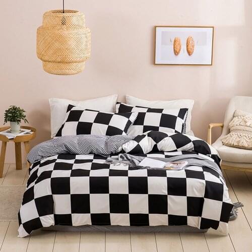 Plaid Duvet Cover Bedding Set Pillowcases Boys Girls Home Bedclothes Comforter Covers Twin Full Queen King Size 100% Polyester