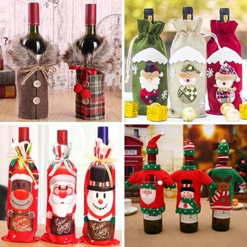 Christmas Wine Bottle Cover Santa Claus Snowman Merry Christmas Decorations for Home Table Decor Navidad 2020 Christmas Ornament