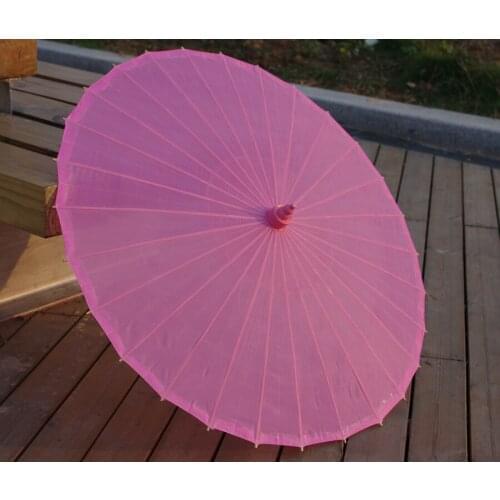 Pink Plain Fabric Bamboo Parasol/Umbrella Great For Wedding Party Favor