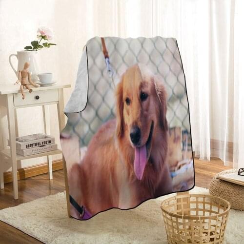 Custom Golden DOG Throw Blanket Personalized Blankets On For The Sofa/Bed/Car Portable 3D Blanket For Kid Home Textiles