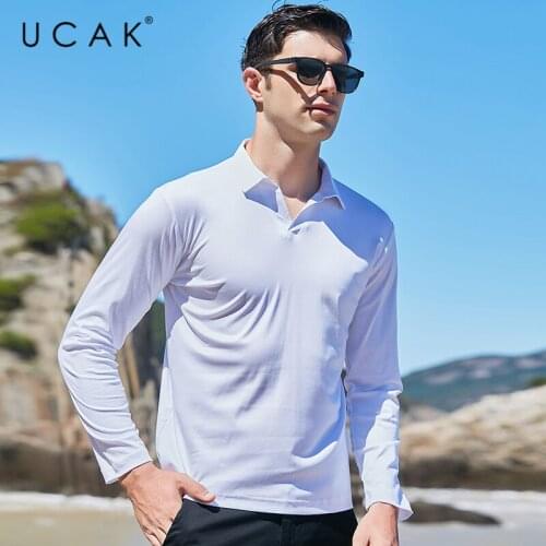 UCAK Brand Spring Autumn New Arrivals High Quality 100% Soft Cotton Fashion Collar Long Sleeve Polo-Shirt Men Clothing U5338
