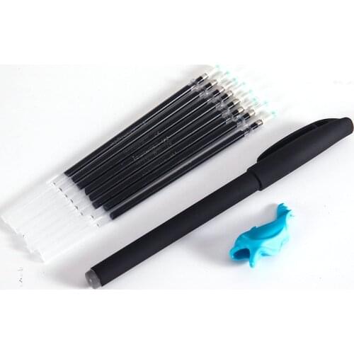 Magic Automatic Fade Vanishing Blue Ink Erasable Pen Refill Grips for 3D Groove Calligraphy Copybook School Stationery