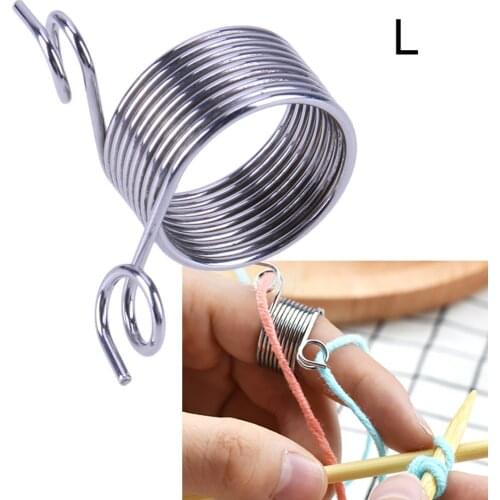 Ring Type Knitting Tools Finger Wear Thimble Yarn Spring Guides Stainless Steel Needle Thimble Sewing Accessories