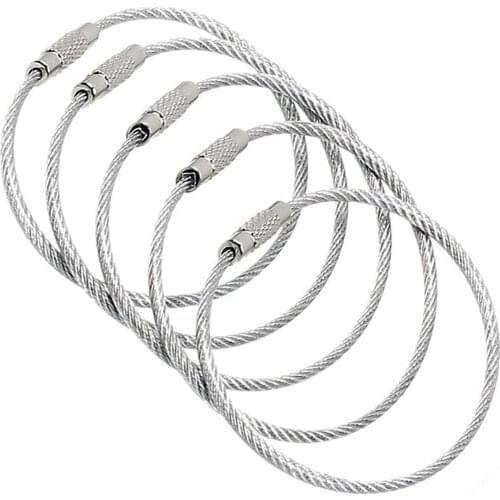 Top quality 20-Pack-Silver Ultra Tough Stainless Steel String Wire Luggage Tags Loop Key Rings