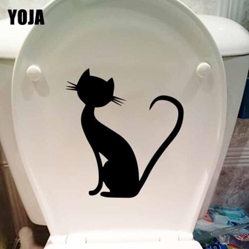 YOJA 23.6X25.7CM Cat Love Heart Wall Sticker Kids Room Decoration Toilet Seat Decal T5-0166