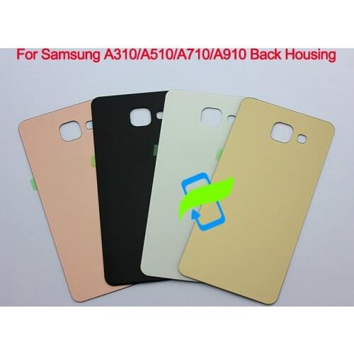 Back Glass For Samsung Galaxy A3 A5 A7 A9 2016 Battery Cover Rear Door Housing Case For A310 A510 A710 A910 Battery Glass Cover