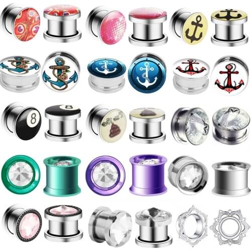 1Pair Stainless Steel Anchor Ear Gauge Tunnel Plug 3-20Mm Screwed Flesh Tunnel Ear Plugs Gauge Earring Saddle Plugs Expander Ear