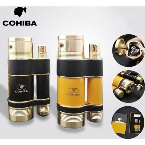 Cohiba Cigar Lighter Metal Hole Opener Three Straight Inflatable Portable Gift Pack
