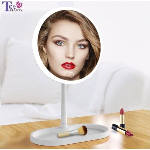 LED Lights Touch Screen Makeup Mirror 7inch Desktop Vanity Mirror with LED Light USB Cable Or Batteries Use Dropshipping