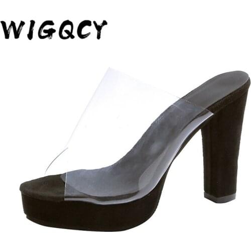 New Women Sandals PVC High Heels Transparent Women Sexy Platform High Heels Summer Open Toe Sandals Pumps Shoes Plus Size 44