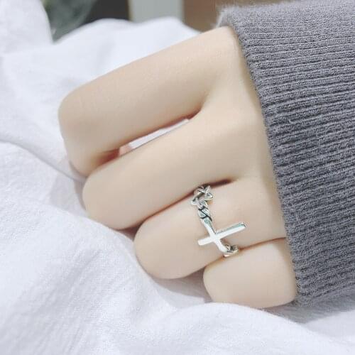 S925 Sterling Silver Ring Vintage Cross For Women Exquisite Personality Special Design Female Boutique Kpop Style Fine Jewelry