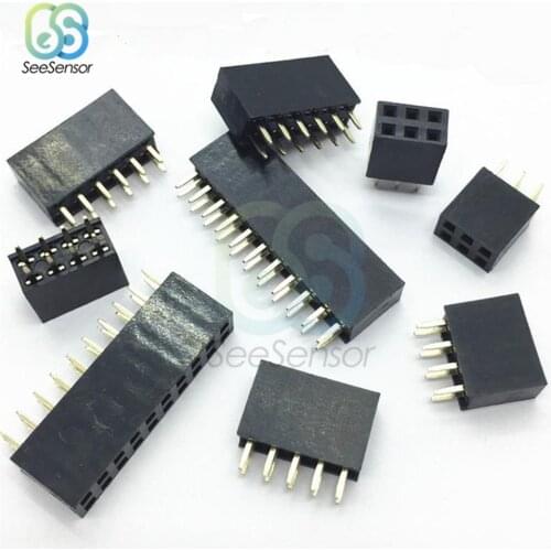 10Pcs Double Row Pin Straight Female Header Socket Pitch 2.54mm 2*2p 3p 4p 5p 6p 7p 8p 10p 40p Pin Connector