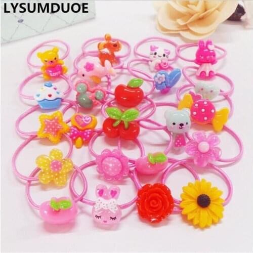 10Pcs/Lot Korean Fashion Elastic Hair Bands Flower Bow Rubber Band Hairband Ponytail Holder Children Gift Girls Hair Accessories