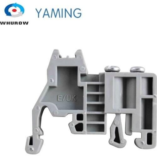 10pcs/lot E-UK universal terminal blocks ending/end stopper DIN Rail End Screw Clamp Terminal Fixed Block Gray