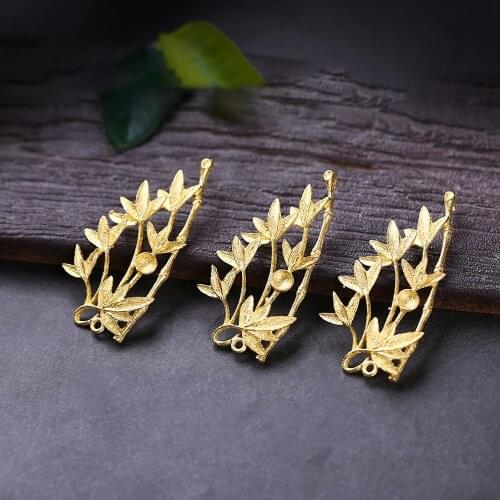 2pcs 21*40mm Gold Plating Copper Leaves Shape Charms Accessories For DIY Jewelry Making Bracelet Accessories 27092