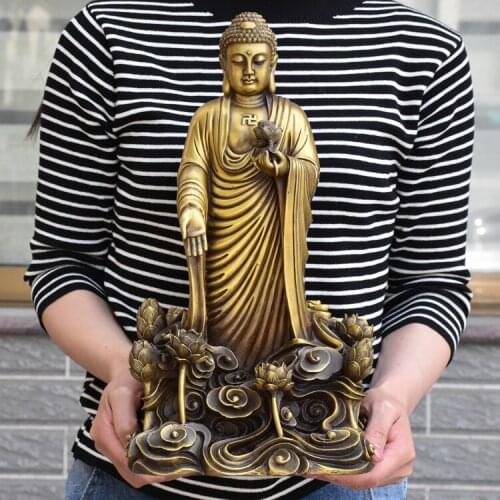 38CM large home Porch lobby efficacious Protection efficacious Mascot Lotus Pharmacist Buddha the Medicine Buddha copper statue