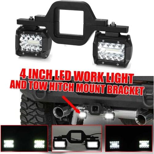 4 inch 8 LED Work Light Spot Flood Offroad Reverse Lights Bar with Trailer Tow Hitch Mount Bracket for Pickup Truck Van Camper