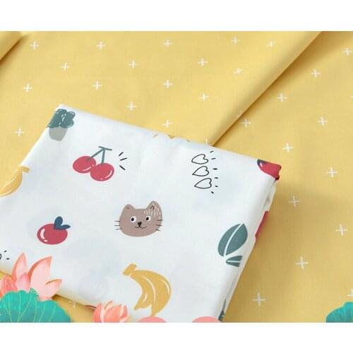 50x160cm 60s satin Cotton Fruit Kitten Printed Fabric For Making Clothes Sewing Bed Sheet Patchwork Cloth DIY Fabrics
