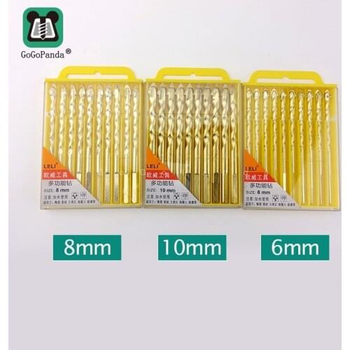 Free Shipping New Arrival 6mm 8mm 10mm Twist Spade Drill Triangle Hex Shank Drill Bits For Ceramic Tile Concrete Glass Marble