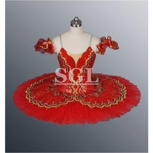 Free Shipping Girls Red Color Pancake Ballet Tutu Skirt Classical Tutus Custom Made Tutu For Don Quixote Dulcinea AT1057B