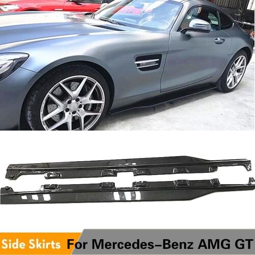 2PCS Carbon Fiber Side Skirts Aprons Kit for Mercedes-Benz AMG GT AMG GTS AMG GTR Coupe 2 Door Spoiler 2015 - 2017